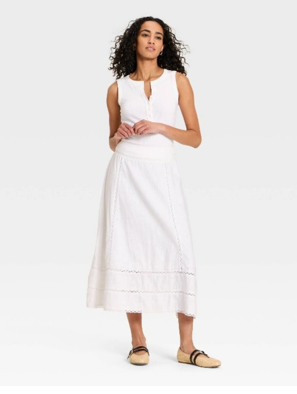Universal Thread Cutwork Midi Full Skirt